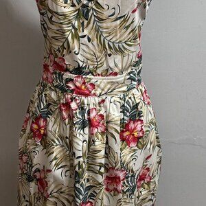 Anthropologie mo:vint New York Women Flower cotton denim Cold Shoulder  dress XS